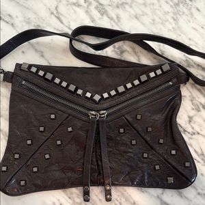 Treesje Jovi Studded Leather Crossbody Bag - Black